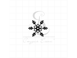 Снежинка округлая с цветком, штамп