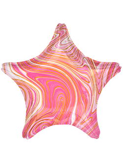 Фольгированный шар с гелием "Звезда мрамор розовый" 45 см