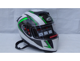 Шлем интеграл COBRA JK311, белый с черным и зеленым(9), размеры L