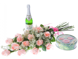 Розы с Шампанским и подарочное печенье