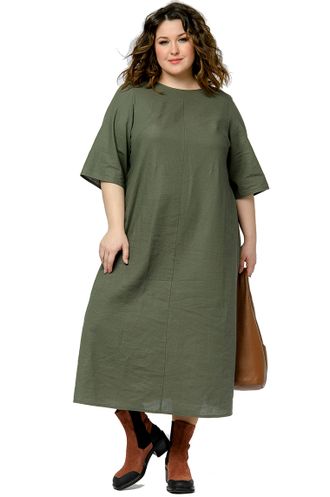 Летнее платье из льна Артикул 2435901 (цвет хаки) Размеры 50-78