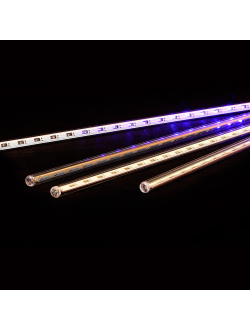 Гирлянда "Каскад", 180 светодиодов, 5 м, 6 трубок по 46см, эффект стекания, уличная, белый