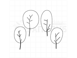 Штамп для скрапбукинга деревья нарисованные, стилизованные