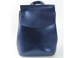 Кожаный женский рюкзак-трансформер перламутрово-синий