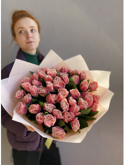 Розовые тюльпаны, букет тюльпанов, цветы для девушки, необычные тюльпаны, тюльпаны купить