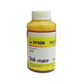 Чернила Ink-Mate желтые Yellow для принтеров Epson L100, L110, L120, L200, L210, L300, L350, L355, L550, L555, L800, L805, L1300, L1800, ET-4550, ET-4500, ET-2550, ET-2500 водорастворимые 70 мл