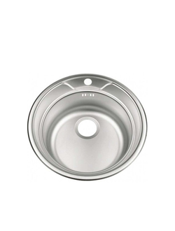 Врезная круглая   кухонная мойка Фаворит  нержавеющая сталь матовая Универсальная,Размер:50см.(UKINOX)