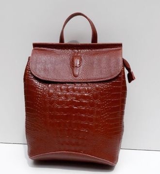Кожаный женский рюкзак-трансформер Crocodile охра