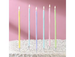 Свеча в торт «Праздник» ВЫСОТА 14,5 см, Разноцветные, 8 шт