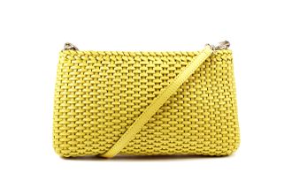 Плетеная желтая кожаная сумка