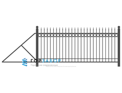 Откатные сварные ворота с элементами ковки KSOV15-23