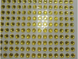 Стразы на липкой основе, цвет желтый, диаметр 5 мм