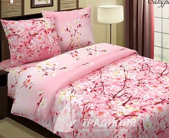 Комплект постельного белья из поплина &quot;Сакура розовая&quot;.
