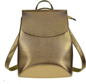 Кожаный женский рюкзак-трансформер золотой