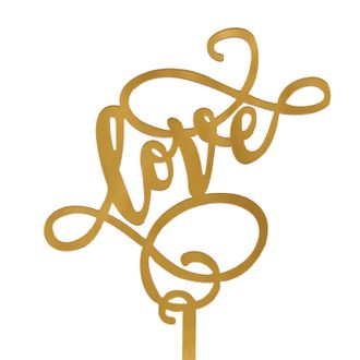 Топпер «Love» золотой с вензелями