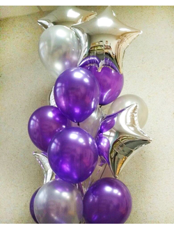 Набор шаров с гелием "Фиолетовое серебро"