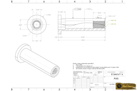The technical drawing is based on the American standard (ASME) Y14 series, the units are millimeters