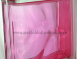 Стеклоблок Vitrablok (Чехия) &quot;Волна&quot;, окрашенный внутри, Розовый торцевой
