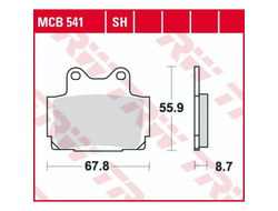 Тормозные колодки задние TRW MCB541SH для Yamaha (Sinter Street SH)