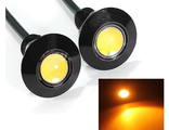 Ходовые огни (дневной свет, ДХО) Глаз Орла, желтые, светодиодные (LED), 18 мм, цена за пару
