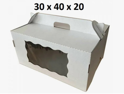 Коробка чемодан для торта Цифры с фигурным окном с РУЧКОЙ, 30*40*20 см