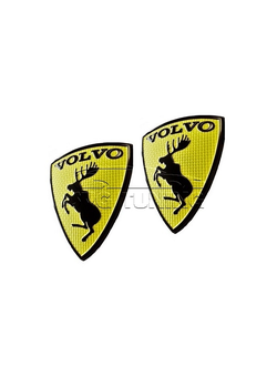 Комплект эмблем с лосем для Volvo XС60, жёлтые, на передние крылья, 2 шт