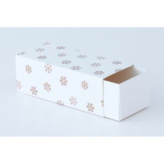 Коробка для макаронс СРЕДНЯЯ, 15*6*5 см, Снежинки