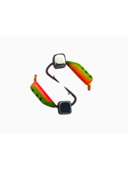 Мормышка вольфр. МАСТИВ  Безнасадка 2  художественный (зел.), кубик, 0,4гр. (серебро) арт.384