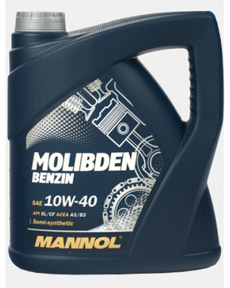 Моторное масло MANNOL Molibden Benzin SAE 10W40, 4л, полусинтетическое