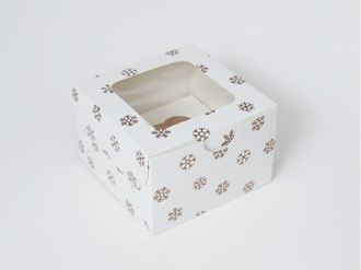 Коробка на 1 кекс (11,5*11,5*8 см), Снежинки