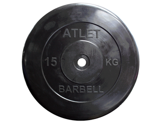 Диск обрезиненный MB Barbell Atlet, d=26мм, вес 15 кг