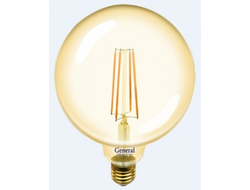 Лампа светодиодная General LOFT шар G125S E27 10W 2700K 2K 125x165 филамент (нитевид) золотая 655310