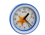 Часы-будильник круглые PERFEO (PF_C3133) Quartz &quot;PF-TC-009&quot;, диам. 15,3 см, подвес на стену, маяк