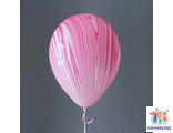 Агат шар 30 см ( шар + обработка+ гелий+ лента) розовый