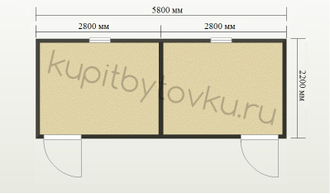 Деревянная бытовка на два входа 6,0х2,2 м