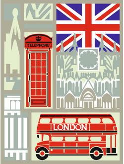 Набор для создания коллажа "Лондон туристический" Серый (PDF)