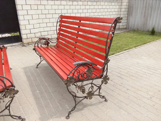 Кованая скамейка с виноградной лозой - арт 014