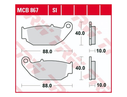 Тормозные колодки задние TRW MCB867SI для Honda (Sinter Offroad) 06435-KZZ-901