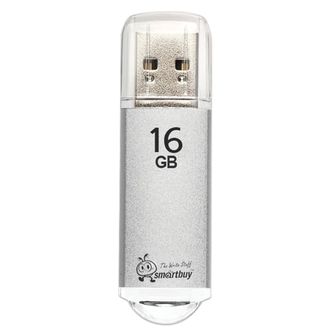 Флеш-диск 16 GB, SMARTBUY V-Cut, USB 2.0, металлический корпус, серебристый, SB16GBVC-S 512196