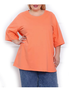 Женская удлиненная футболка  БОЛЬШОГО РАЗМЕРА Арт. 20411-0933 (цвет персиковый) Размеры 66-80