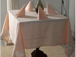 Комплект льняного столового белья "Сенецио" - прямоугольная скатерть с вышивкой 140*210 см и салфетки 6 шт.