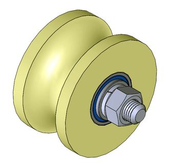 Ролик для ворот КАПРОЛОН d 70mm под ТРУБУ d 3/4&quot; (25мм). Артиул Р2707