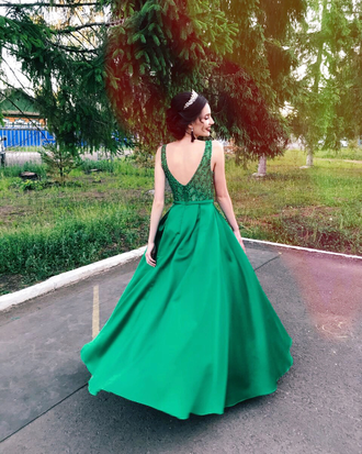 Изумрудное зеленое вечернее/бальное платье "Роми"