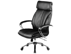 Кресло для руководителя из натуральной кожи LUX13 Черный + Хромированное пятилучие