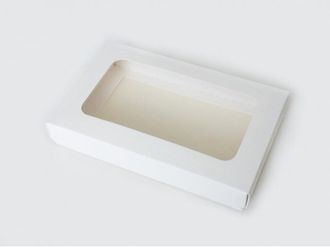 Коробка на 2 печенья С ОКНОМ (18*11*3 см), Белая