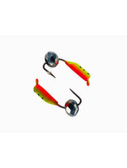 Мормышка вольфр. МАСТИВ  Безнасадка 2 художественный(жёлт.), гр шарик, 0,5гр. (серебро) арт.378