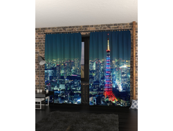 Фотошторы 150x260*2	Габардин	(150;260)(150;260)	Токийская башня с видом на город