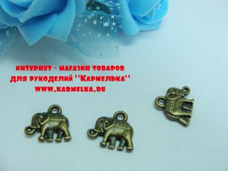 подвеска №109 - маленький слон, размер 1,1х1,3см, сплав, 3р/шт