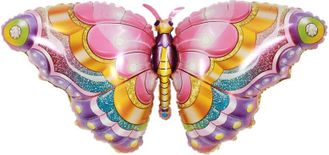 Шар (38&#039;&#039;/97 см) Фигура, Сверкающая бабочка, Розовый, 1 шт.