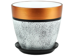 Серый с бронзовым горшок из керамики для комнатных цветов диаметр 18 см